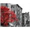 Designart - Red Tree on Black and White New York City Street - Floral Cityscapes Photographic on Wrapped Canvas set